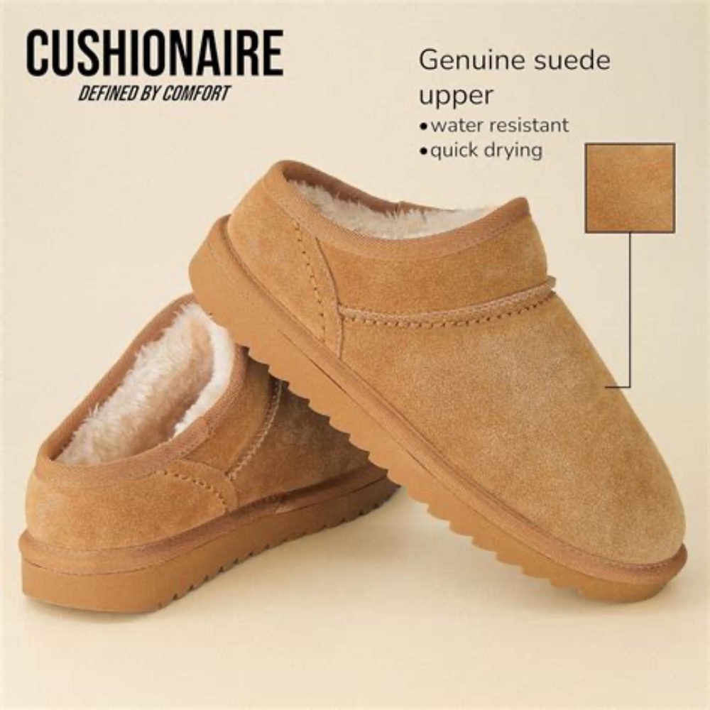 Cozy Suede Cushionaire Hilo Clogs With Faux Shearling